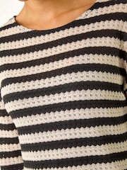 Roman Crochet Knit Stripe Tunic Top - Imagen 6 de 6