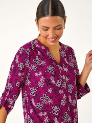 Roman Pink Textured Flower Print Shirt - Image 1 of 6