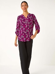 Roman Pink Textured Flower Print Shirt - Image 3 of 6