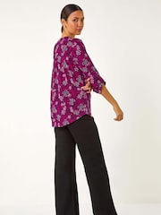 Roman Pink Textured Flower Print Shirt - Image 4 of 6