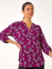Roman Pink Textured Flower Print Shirt - Image 5 of 6