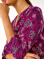 Roman Pink Textured Flower Print Shirt - Image 6 of 6
