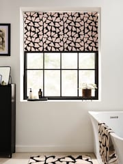 Black/White Ready Made Blackout Bathroom Roller Heart Print Blinds - Image 1 of 8