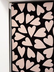 Black/White Ready Made Blackout Bathroom Roller Heart Print Blinds - Image 7 of 8
