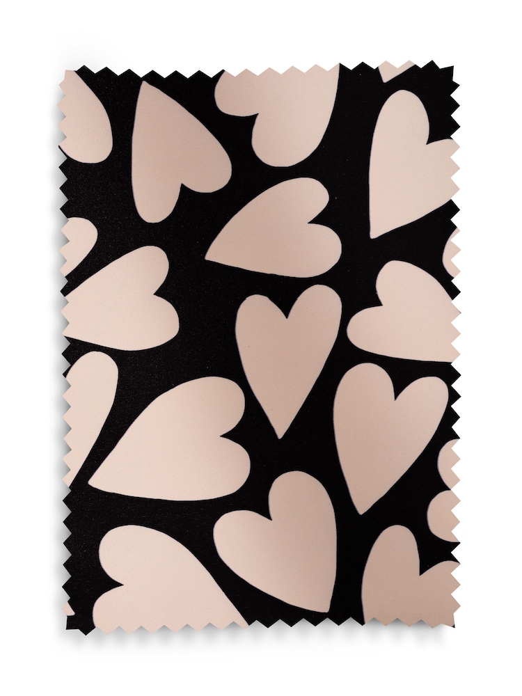 Black/White Ready Made Blackout Bathroom Roller Heart Print Blinds - Image 8 of 8