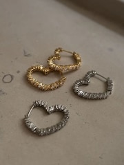 Luv Aj Silver Tone Core Diamond Heart Bijoux Hoops - Image 2 of 4