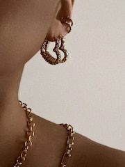 Luv Aj Silver Tone Core Diamond Heart Bijoux Hoops - Image 3 of 4