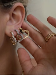 Luv Aj Silver Tone Core Diamond Heart Bijoux Hoops - Image 4 of 4