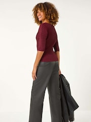 Roman Red Shimmer Ribbed Knitted Jumper - Image 5 of 6