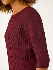 Roman Red Shimmer Ribbed Knitted Jumper - Image 6 of 6