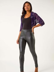 Roman Purple Sequin Chiffon Detail Coverups - Image 1 of 5