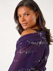 Roman Purple Sequin Chiffon Detail Coverups - Image 3 of 5