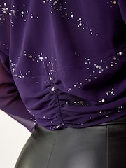 Roman Purple Sequin Chiffon Detail Coverups - Image 5 of 5