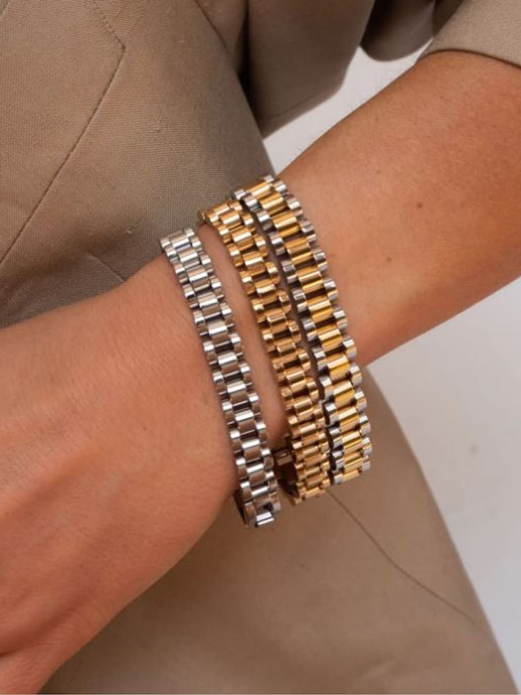 Luv Aj Gold Two-Toned Timepiece Bracelet - Image 2 of 4