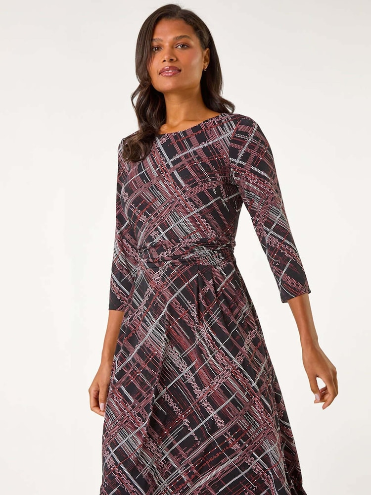 Roman Red Abstract Linear Tea Dress - Image 2 of 5