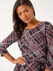 Roman Red Abstract Linear Tea Dress - Image 4 of 5