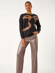 Roman Black Bow Sequin Detail Knit Jumper - Image 2 of 5