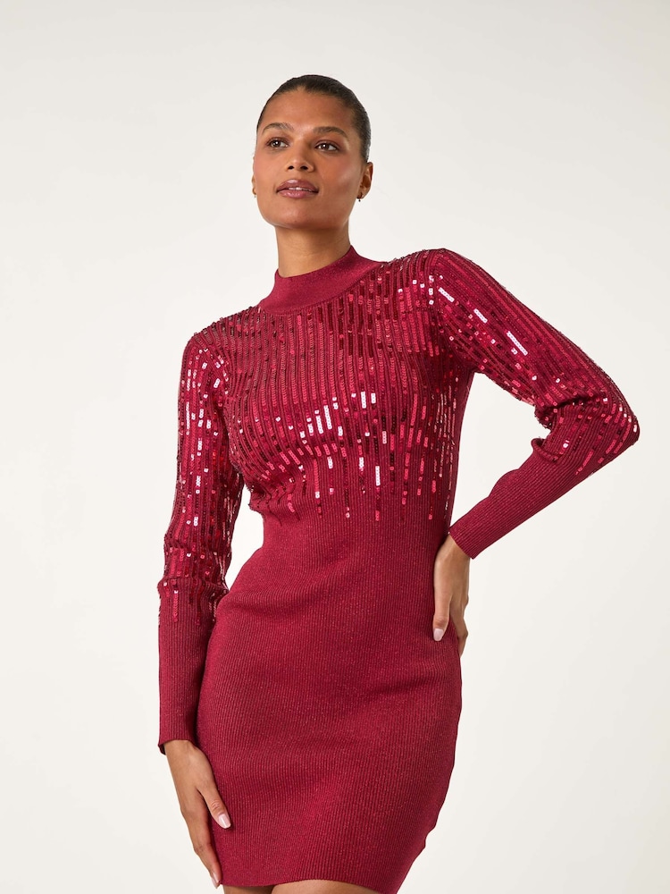 Rojo - Vestido de punto con cuello alto adornado de Roman - Imagen 2 de 5 Rojo - Vestido de punto con cuello alto adornado de Roman - Imagen 2 de 5