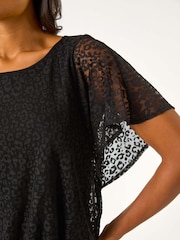 Roman Burnout Print Bubble Hem Top - Imagen 5 de 5
