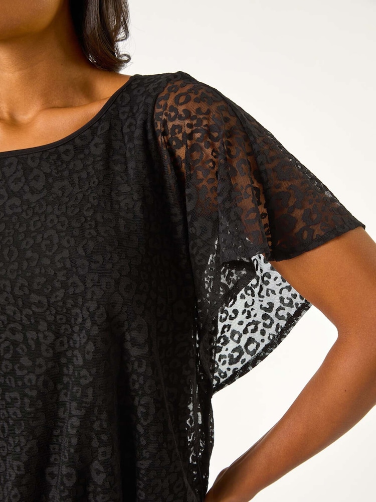 Roman Burnout Print Bubble Hem Top - Imagen 5 de 5