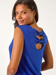 Roman Blue Glitter Rose Bow Back Vest Top - Image 4 of 5