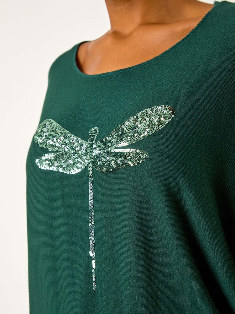 Roman Green Dragonfly Knitted Stretch Top - Image 5 of 5