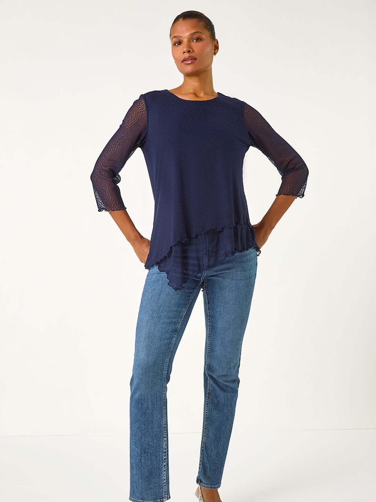 Roman Blue Animal Print Burnout Asymmetric Tunics - Image 2 of 5