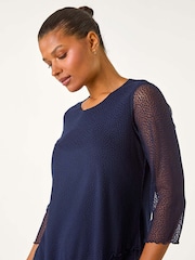Roman Blue Animal Print Burnout Asymmetric Tunics - Image 4 of 5