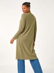 Roman Green Longline Snit Cardigan - Image 3 of 5