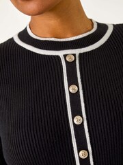 Roman Black Button Detail Knitted Midi Dress - Image 2 of 5