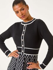 Roman Black Button Detail Knitted Midi Dress - Image 3 of 5