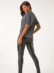 Roman Grey Sparkle Trim Soft Stretch Top - Image 4 of 6