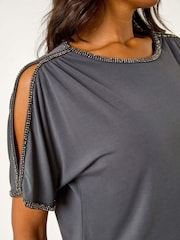 Roman Grey Sparkle Trim Soft Stretch Top - Image 6 of 6