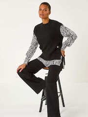 Roman Black 2 In 1 Animal Print Knit Jumper - Image 1 of 5