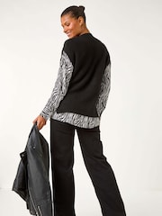 Roman Black 2 In 1 Animal Print Knit Jumper - Image 3 of 5