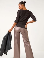 Roman Metallic Shimmer Ribbed Knitted Jumper - Image 4 of 5