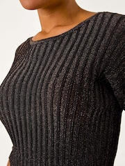 Roman Metallic Shimmer Ribbed Knitted Jumper - Image 5 of 5
