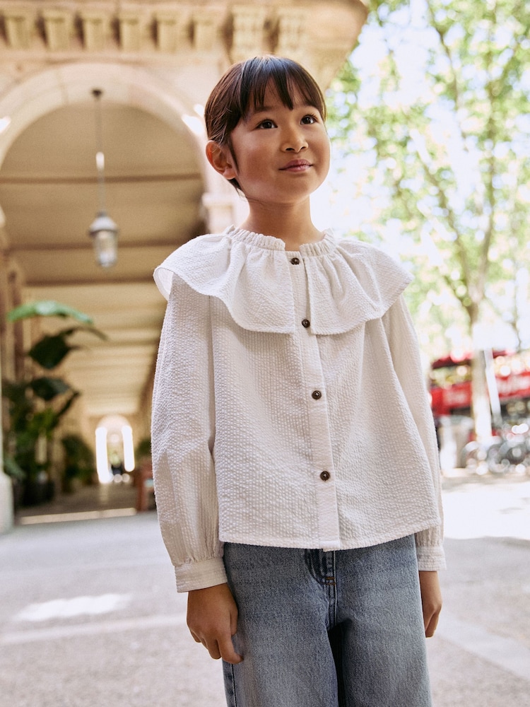 White Ruffle Collar Blouse (3-16yrs) - Image 1 of 7