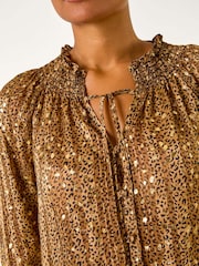 Roman Tie Front Animal Print Blouse - Image 3 of 5