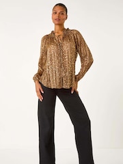 Roman Tie Front Animal Print Blouse - Image 5 of 5
