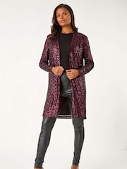 Roman Pink Longline Sequin Stretch Jacket - Image 3 of 6