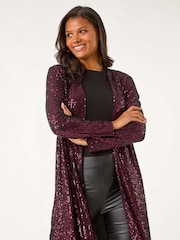 Roman Pink Longline Sequin Stretch Jacket - Image 5 of 6