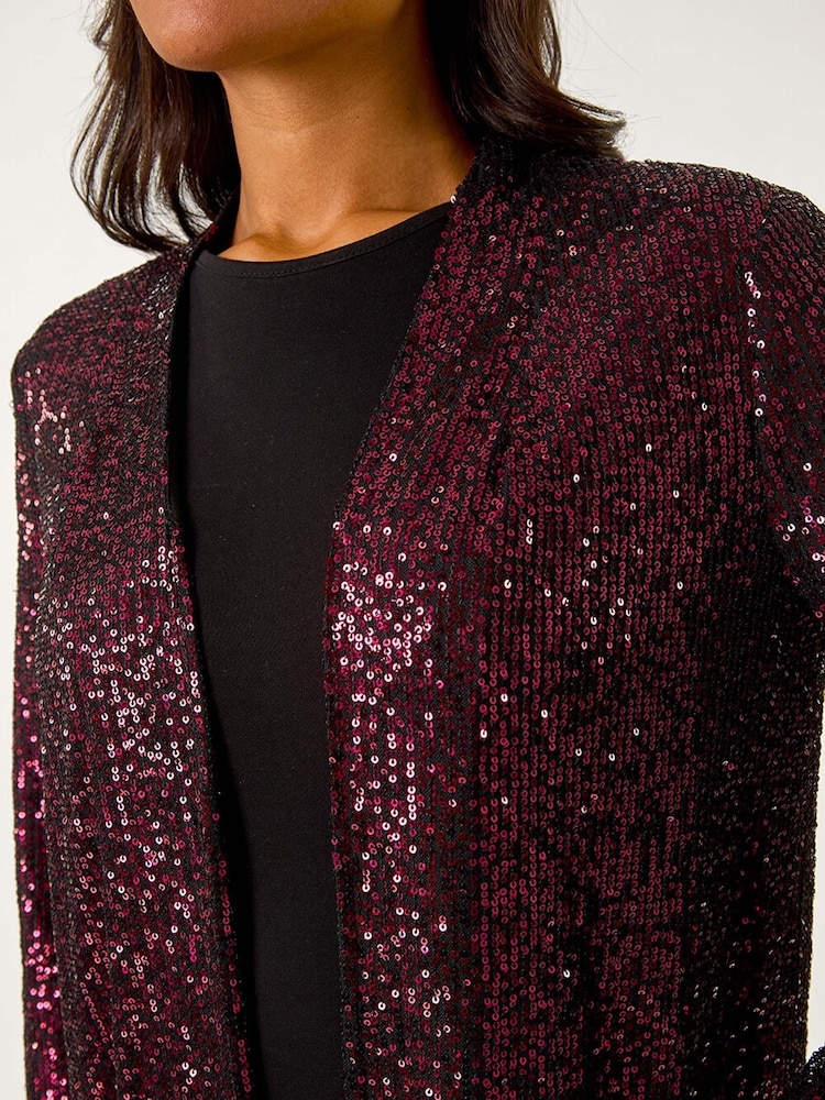 Roman Pink Longline Sequin Stretch Jacket - Image 6 of 6