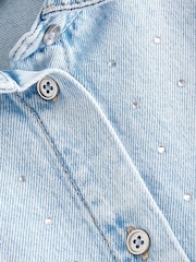 Pale Wash Denim Diamante Shirt Dress (3-16yrs) - Image 7 of 7