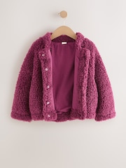 Berry Red Cherry Borg Fleece Bomber Jacket (3-16yrs) - Image 4 of 7