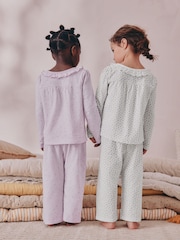White/Purple Ditsy Floral Wide Leg Pyjamas 2 Pack (9mths-8yrs) - Image 3 of 10