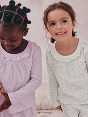 White/Purple Ditsy Floral Wide Leg Pyjamas 2 Pack (9mths-8yrs) - Image 4 of 10