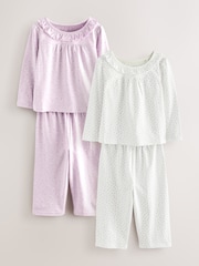 White/Purple Ditsy Floral Wide Leg Pyjamas 2 Pack (9mths-8yrs) - Image 5 of 10