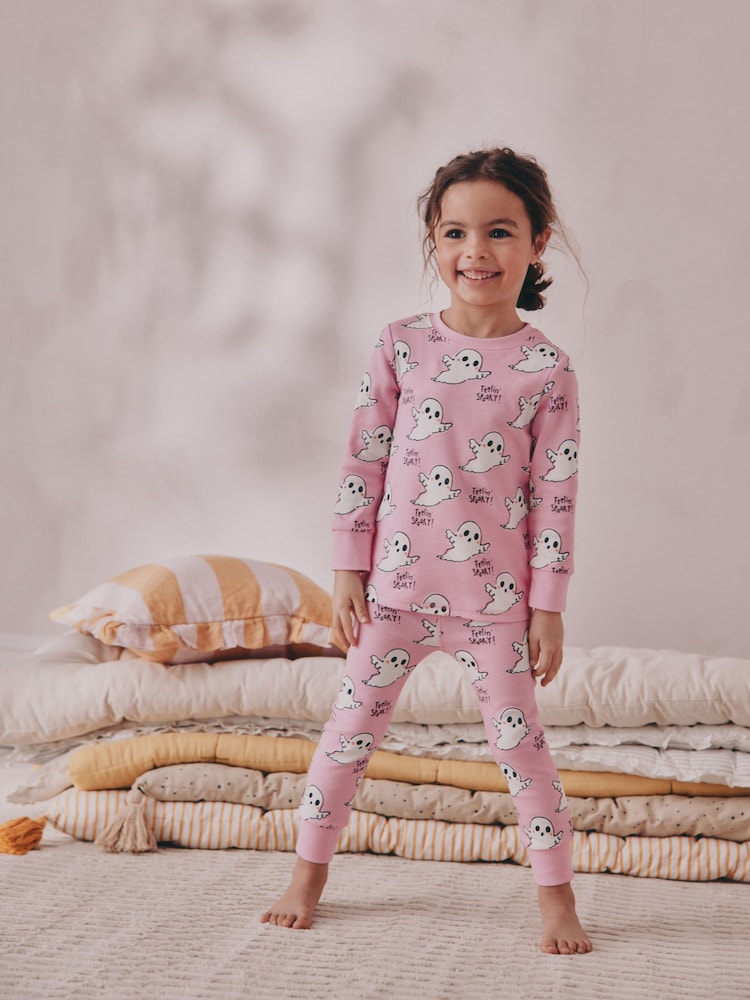 Pink Boo! Ghost Halloween Snuggle Pyjamas (9mths-12yrs) - Image 1 of 5