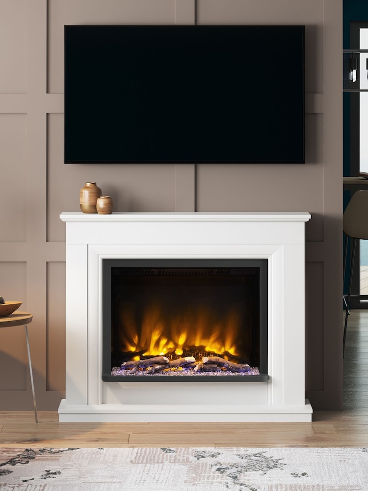 Be Modern Ash White Arana Complete Electric Fireplace - Image 1 of 5